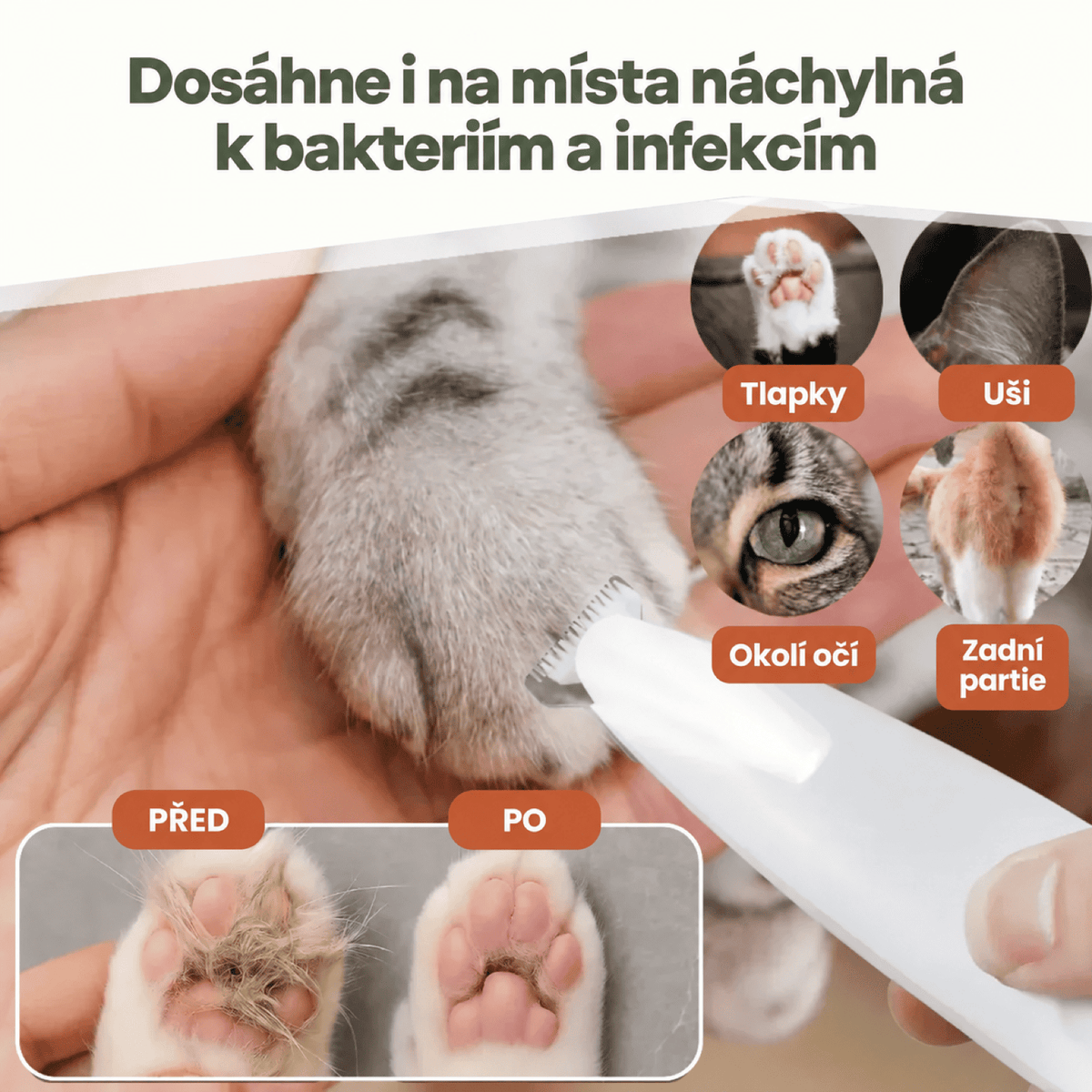Tichý zastřihovač proti zacuchání